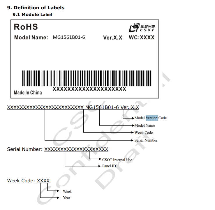 Example CSOT module label